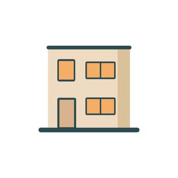 Modern Residential House Illustration in Flat Design with Warm Color Scheme vector