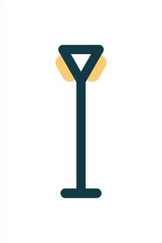 Abstract City Lamp with Triangle Head and Two Side Lights on Tall Pole vector