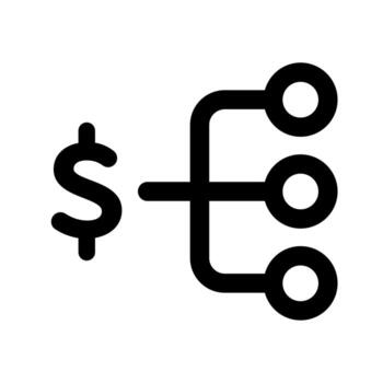 un contorno símbolo representando el compartiendo o distribución de datos o archivos. vector