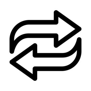 un lineal gráfico de un tu turno flecha, simbolizando producto regreso o inversión. vector