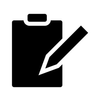 A simple filled icon of a clipboard for data collection or tracking. vector