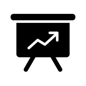A simple filled icon of a chart on a clipboard, representing a graph board or report. vector