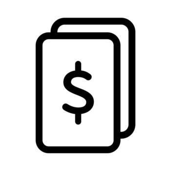 A linear graphic of a document file with currency, representing financial records or reports. vector