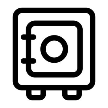 An outline icon of a secured safe or vault for storing valuables. vector