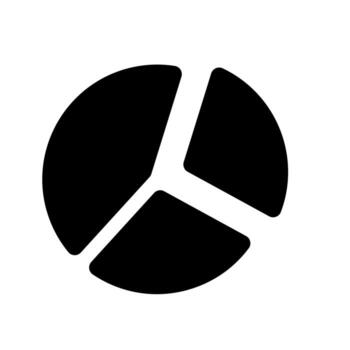 A second solid icon of a pie chart for different data visualization styles. vector