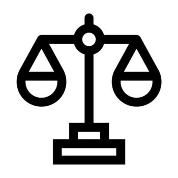 A simple line icon of a weighing scale or balance, representing justice or weight. vector