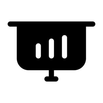 A solid symbol of a chart projected onto a screen for a chart presentation. vector