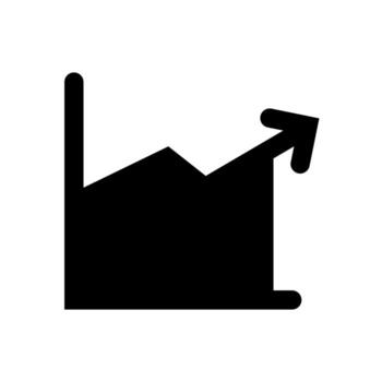 A filled graphic depicting an increasing graph line, symbolizing growth. vector