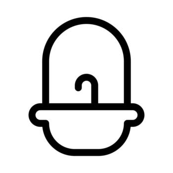 A simple line icon of a small side table or nightstand. vector