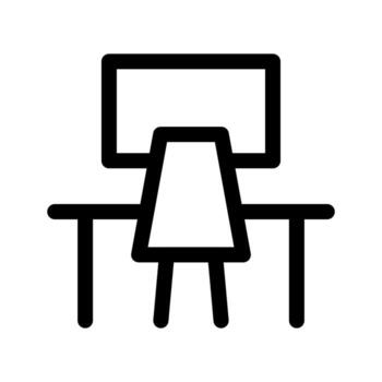 un contorno símbolo de un profesional trabajo escritorio con cajones y espacio. vector