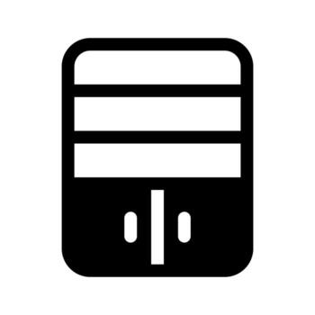 A simple filled icon of an open book rack or shelving unit. vector