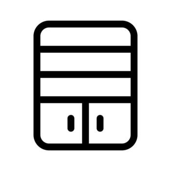 A simple line icon of an open book rack or shelving unit. vector