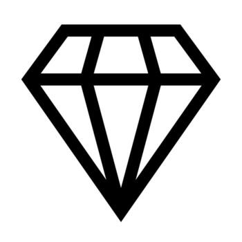 A simple line icon of a shiny diamond or gemstone, symbolizing high value. vector