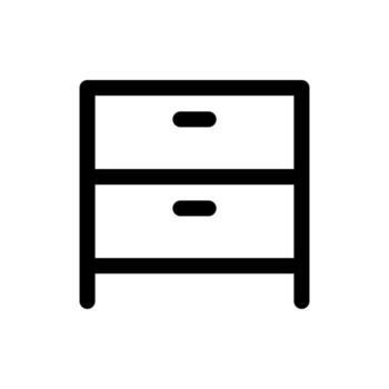 A linear graphic of a storage unit with multiple horizontal drawers. vector
