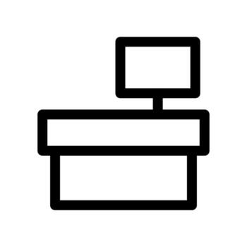 A line-style icon of a machine used for recording sales transactions till. vector