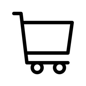 A line-style icon of an empty grocery cart, symbolizing shopping and retail. vector
