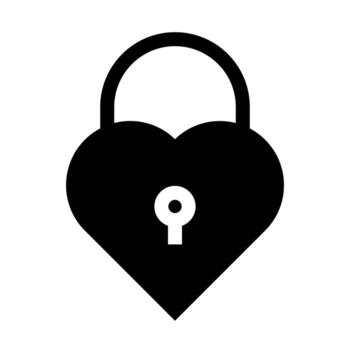 A solid symbol of a heart with a padlock, representing locked heart or secrecy. vector