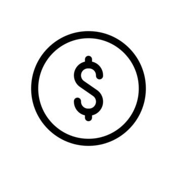 A line-style icon of a currency coin, symbolizing change and payment. vector