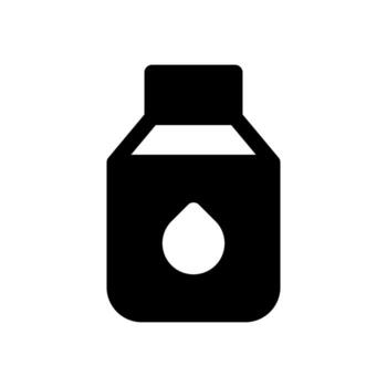 A solid-style icon of a small bottle with a pipette cap, for drops of liquid. vector