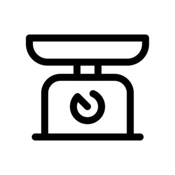 A line-style icon of a device used to measure weight, often for produce. vector