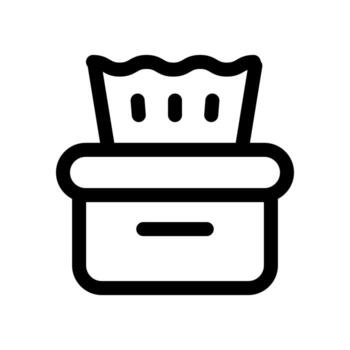 A line-style icon of a box filled with items, symbolizing storage or shipment content. vector