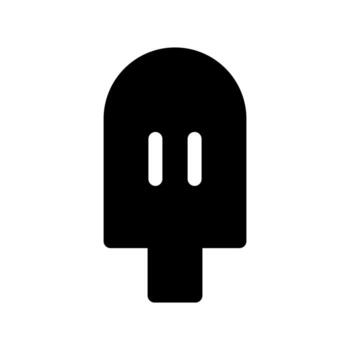 A solid-style icon of a frozen dessert on a stick or in a cone. vector