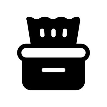 A solid-style icon of a box filled with items, symbolizing storage or shipment content. vector