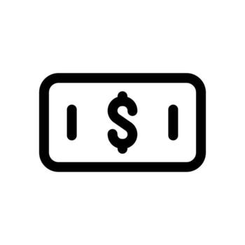 A line-style icon of stacked currency, symbolizing money and value. vector