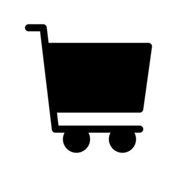 A solid-style icon of an empty grocery cart, symbolizing shopping and retail. vector