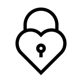 An outline symbol of a heart with a padlock, representing locked heart or secrecy. vector