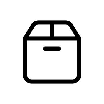 A line-style icon of a corrugated container used for holding or shipping items. vector