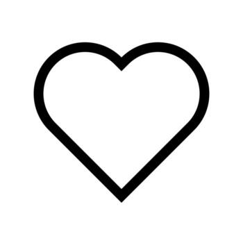 An outline icon of a simple, classic heart shape, representing generic love. vector