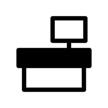 A solid style icon of a machine used for recording sales transactions till. vector