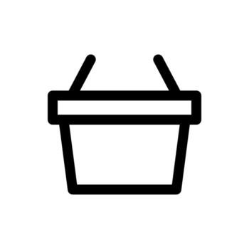 A line-style icon of a handheld shopping basket with nothing in it. vector