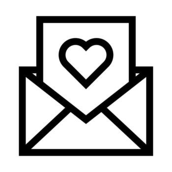 An outline icon of a folded letter with a heart, symbolizing written affection. vector