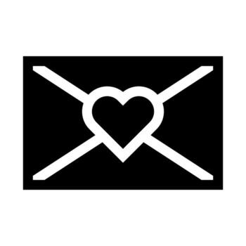 A solid icon of a message envelope with a heart, symbolizing love mail. vector