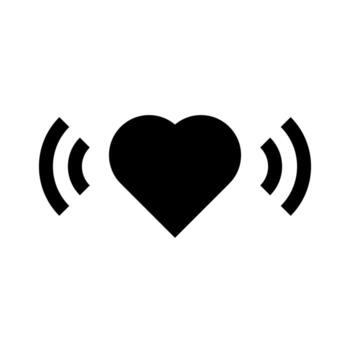 A simple filled icon of a phone displaying a heart on the screen. vector
