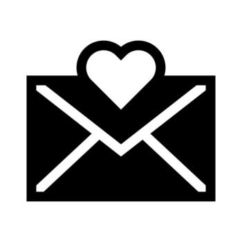 A simple filled icon of an envelope with a heart, symbolizing a love note or mail. vector
