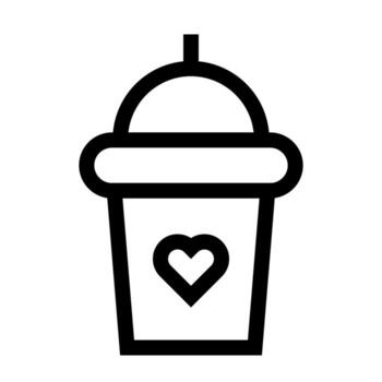 A simple line icon of a coffee cup with a heart design, symbolizing a romantic coffee date. vector