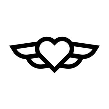 A linear graphic depicting a heart with wings Winged Heart, symbolizing freedom or swift love. vector