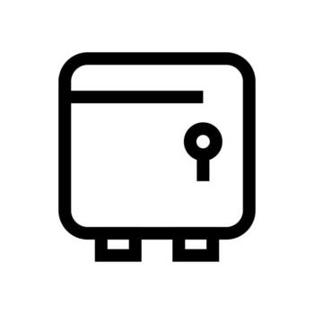 A linear graphic depicting a lockable safe box for storing valuables. vector