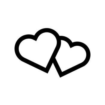 A simple line icon of two overlapping heart shapes Double Heart. vector