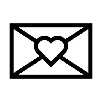 An outline icon of a message envelope with a heart, symbolizing love mail. vector