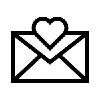 A simple line icon of an envelope with a heart, symbolizing a love note or mail. vector