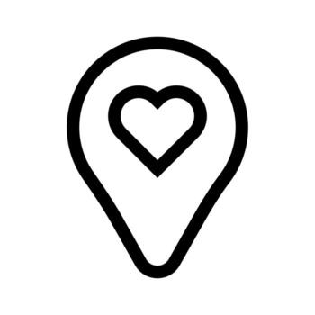 un lineal gráfico de un mapa alfiler en un corazón, simbolizando un amado mapa ubicación. vector