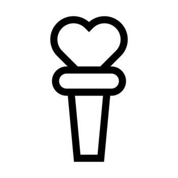A simple line icon of a magic wand topped with a heart, symbolizing magical love. vector