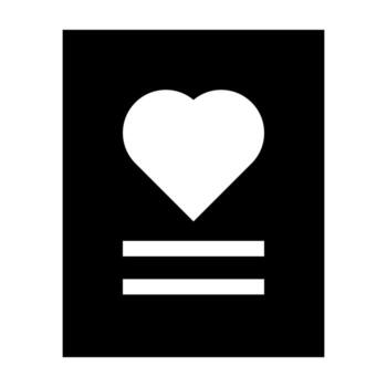 A filled graphic of an open document with a heart, representing a love letter or declaration. vector