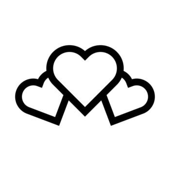 An outline icon of triple heart shapes, symbolizing deep love or multiple favorites. vector