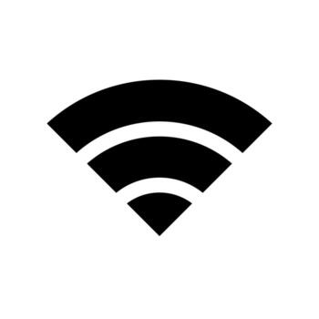 A solid symbol representing wireless internet connection or wifi. vector