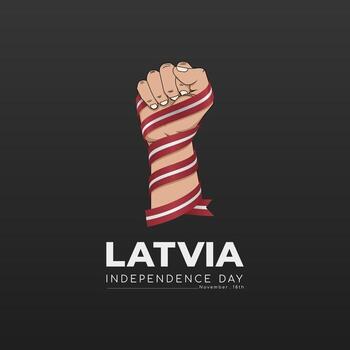 Latvian flag wrapped around a hand with a white background vector